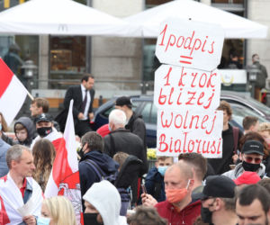 Manifestacja poparcia dla Białorusinów w Warszawie