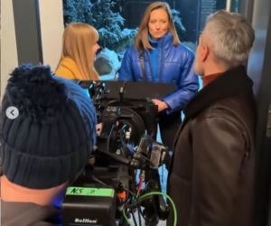 Na sygnale na planie. Sonia (Natalia Rewińska), Benio (Hubert Jarczak), Basia (Anna Wysocka-Jaworska)