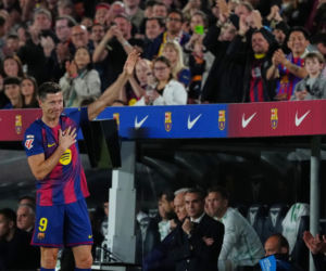Robert Lewandowski po pożegnalnym meczu na stadionie Barcelony