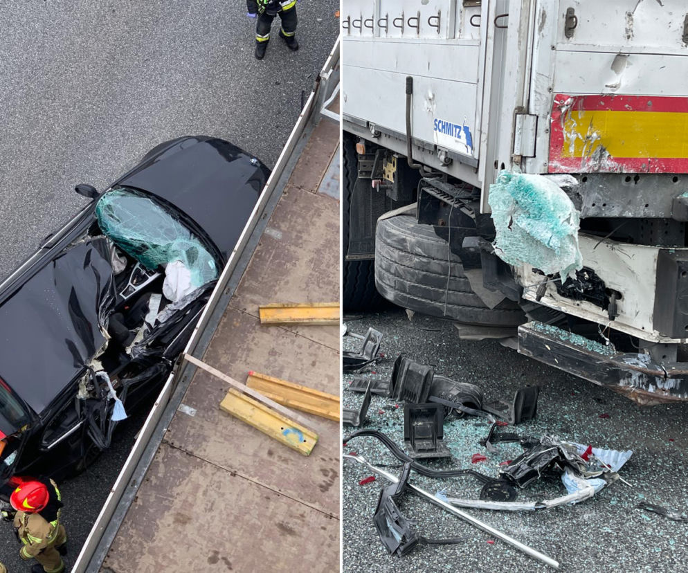 Poważny wypadek na S8. BMW rozpruło się o naczepę ciężarówki