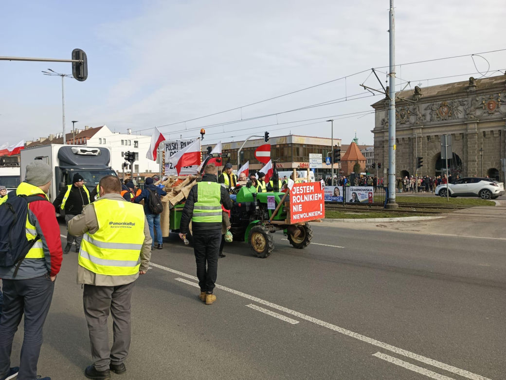 Protest rolników w Pomorskiem. Blokady na drogach krajowych i w centrum Gdańsk