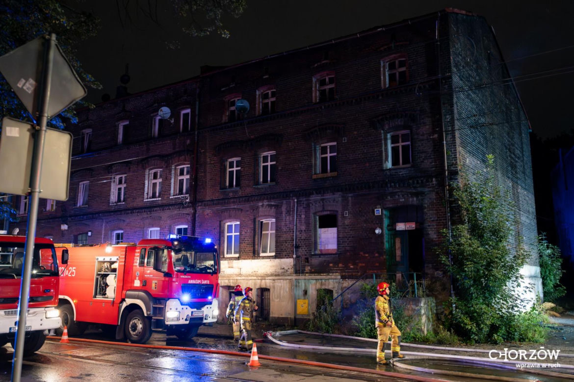 Pożar pustostanu w Chorzowie. 31-letni sprawca podpalenia usłyszał zarzuty