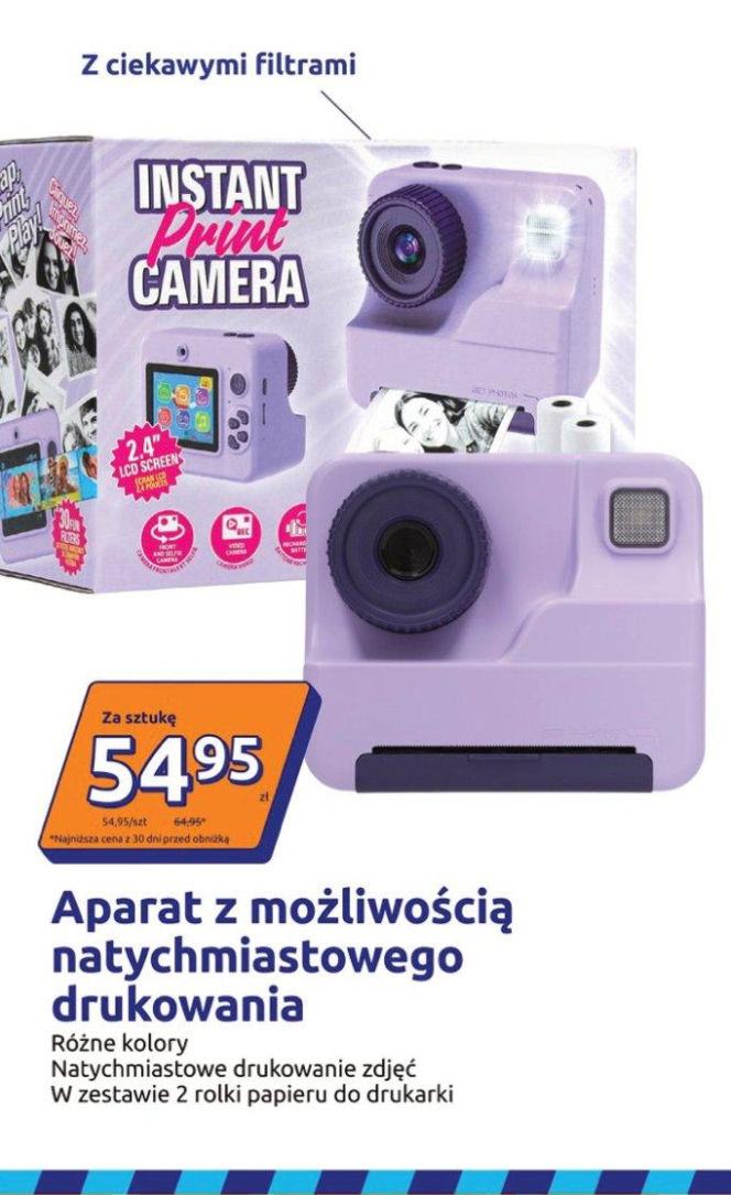 Aparat z możliwością natychmiastowego drukowania Instant Print Camera