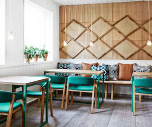 Wnętrze ekologicznej restauracji w Norwegii
