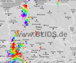 Burze w Polsce, 28.07.2012 - MAPA z godz. 19-21
