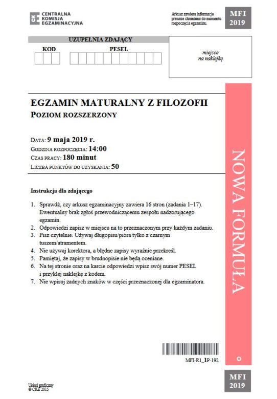 EGZAMIN MATURALNY Z FILOZOFII POZIOM ROZSZERZONY