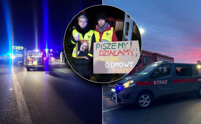 Protest na DK nr 80 po wypadku, w którym zginął 15-letni Kuba. Mieszkańcy zablokowali drogę