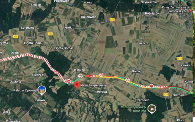 Tragedia na autostradzie A4. Karambol na wysokości góry św. Anny. Jedna osoba nie żyje