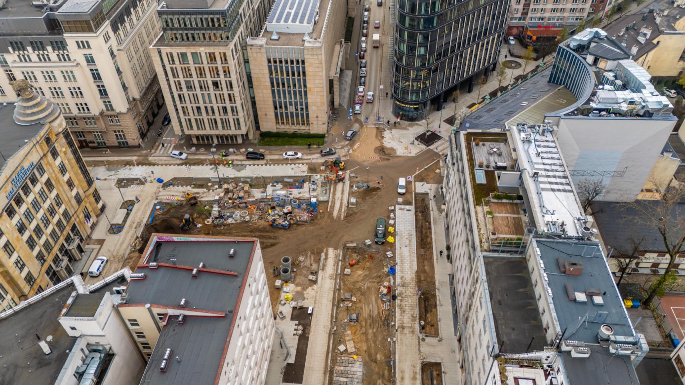 Nowe Centrum Warszawy zimą