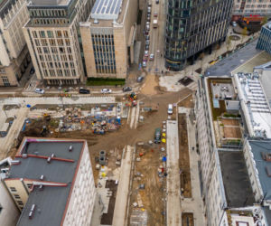 Nowe Centrum Warszawy zimą