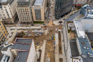 Nowe Centrum Warszawy zimą