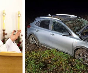 Pijany ksiądz dachował samochodem pod Włocławkiem. Zdjęcia z wypadku