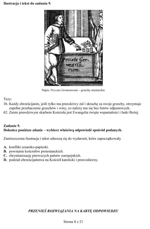 Próbny egzamin gimnazjalny - Historia i WOS