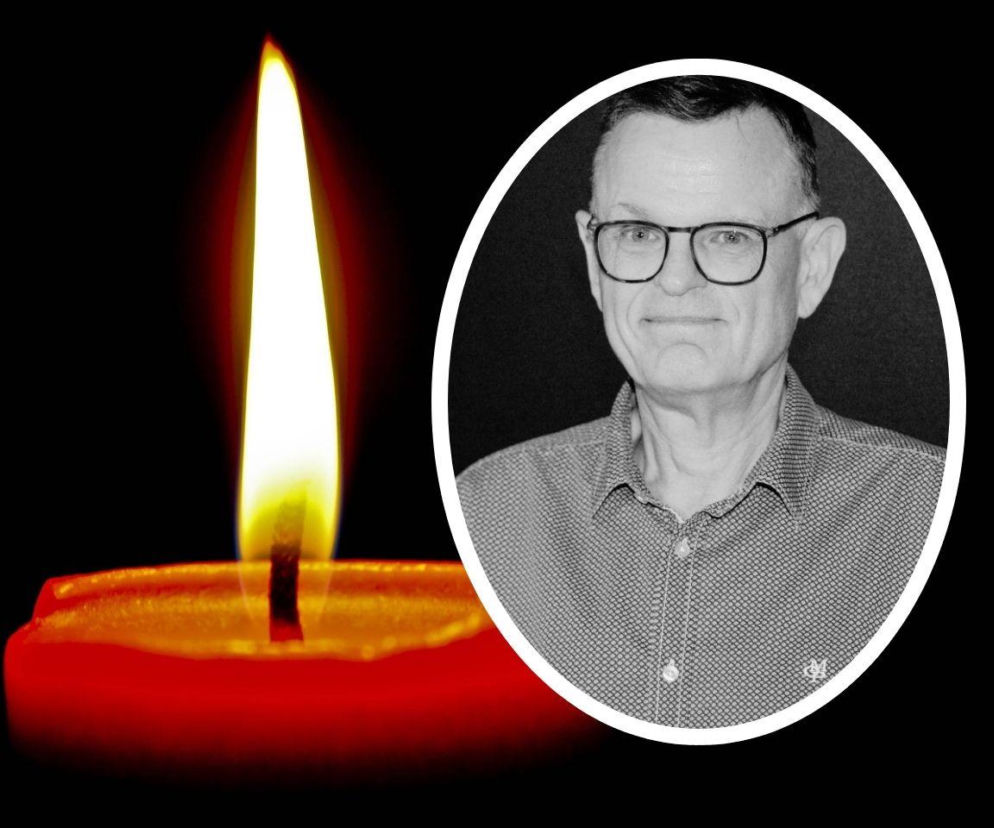Płonący znicz na czarnym tle. Obok na miniaturze Andrzej Morozowski. O szczegółach pogrzebu przeczytasz na SE.