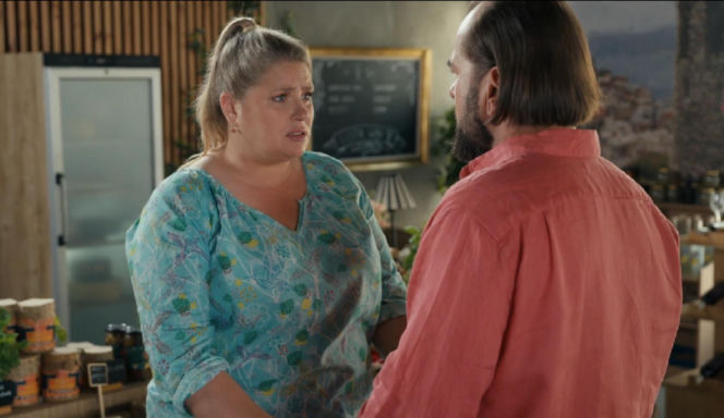 Barwy szczęścia, odcinek 3287. Aldona (Elżbieta Romanowska), Borys (Jakub Wieczorek)