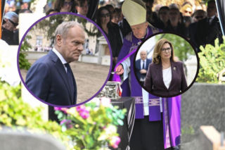 Pogrzeb Andrzeja Olechowskiego. Donald Tusk i inni żałobnicy zobaczyli przejmujące obrazki. Wróciły wspomnienia