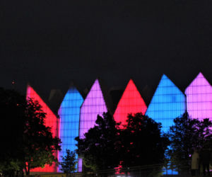Pokaz iluminacji Filharmonii w Szczecinie z okazji Święta Muzyki