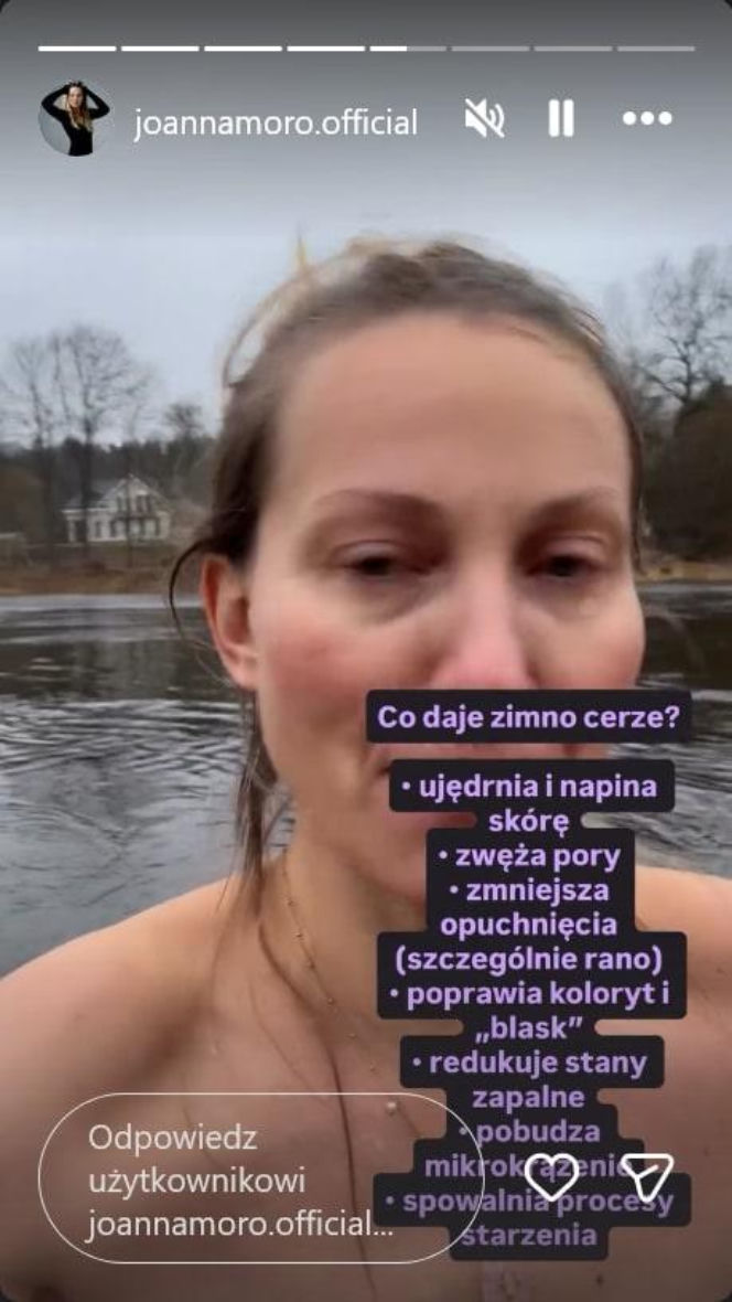 Fani drżeli o jej zdrowie, a ona… wskoczyła do lodu. Szokujące nagranie Joanny Moro!