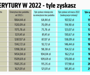 1 emerytury 2022 tyle zyszkasz