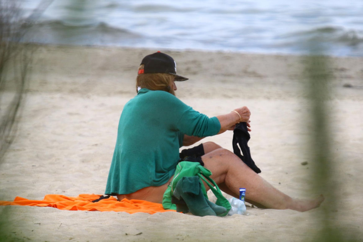 Agnieszka Fitkau-Perepeczko na plaży w Sopocie