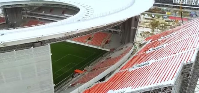 MŚ Rosja 2018 - trybuna poza stadionem obiektem kpin [VIDEO] 