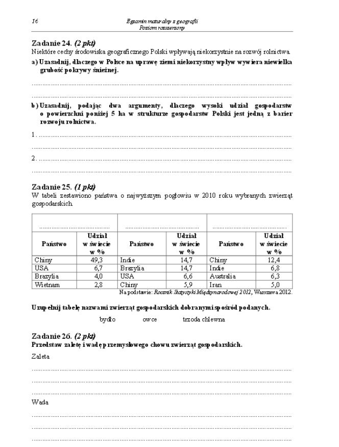 Arkusz geografia rozszerzony matura 2014