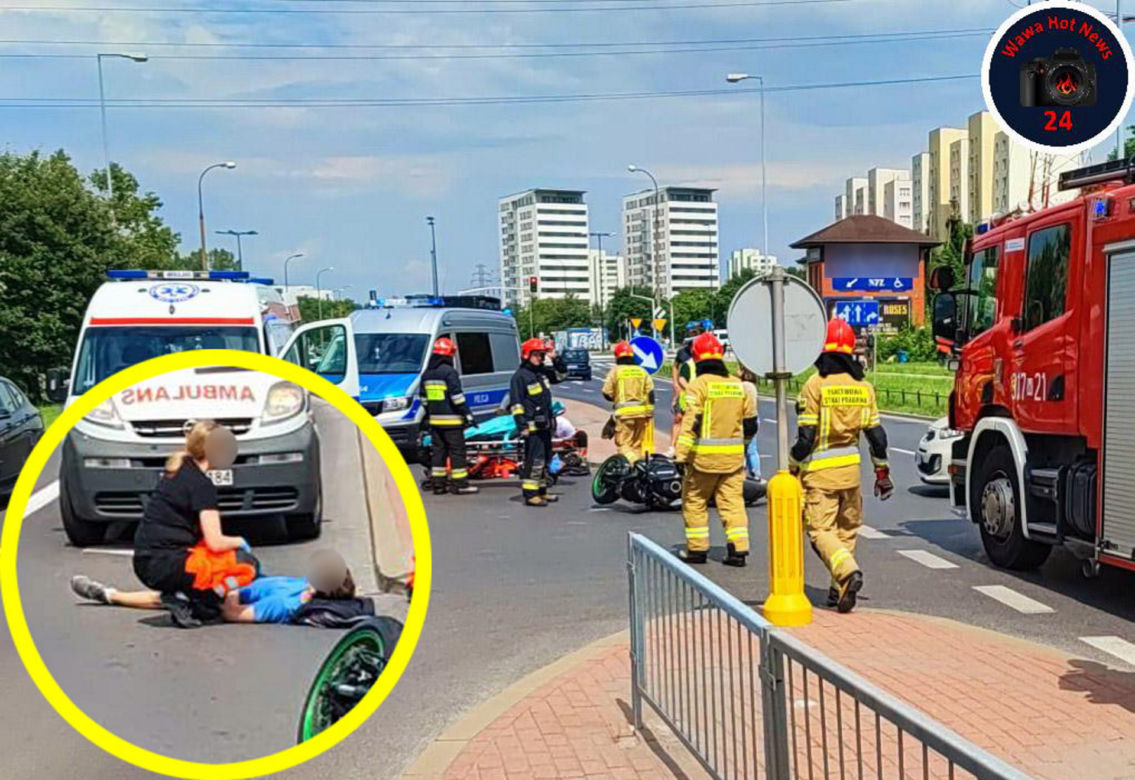 Zderzenie motocykla z samochodem osobowym. Kierowca jednośladu trafił do szpitala