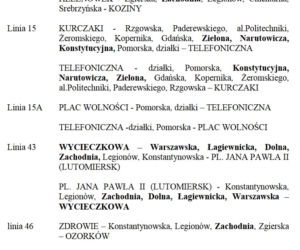 1. Zmiany w komunikacji miejskiej na czas Maratonu DOZ - 17 kwietnia