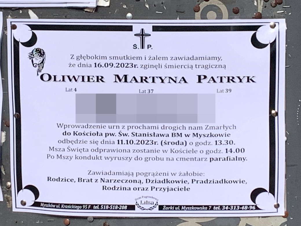 Rodzina zginęła na A1. Pogrzeb odbył się w Myszkowie