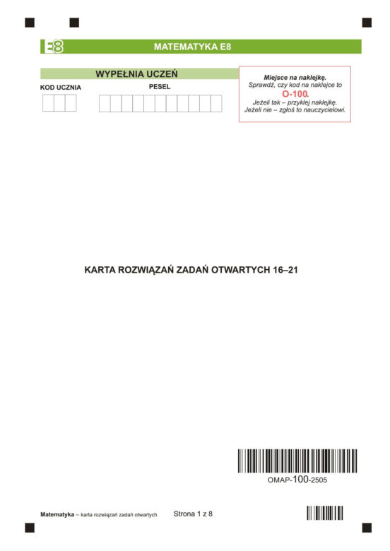 Egzamin ósmoklasisty matematyka 2025: ODPOWIEDZI, arkusze CKE [14.05.2025]