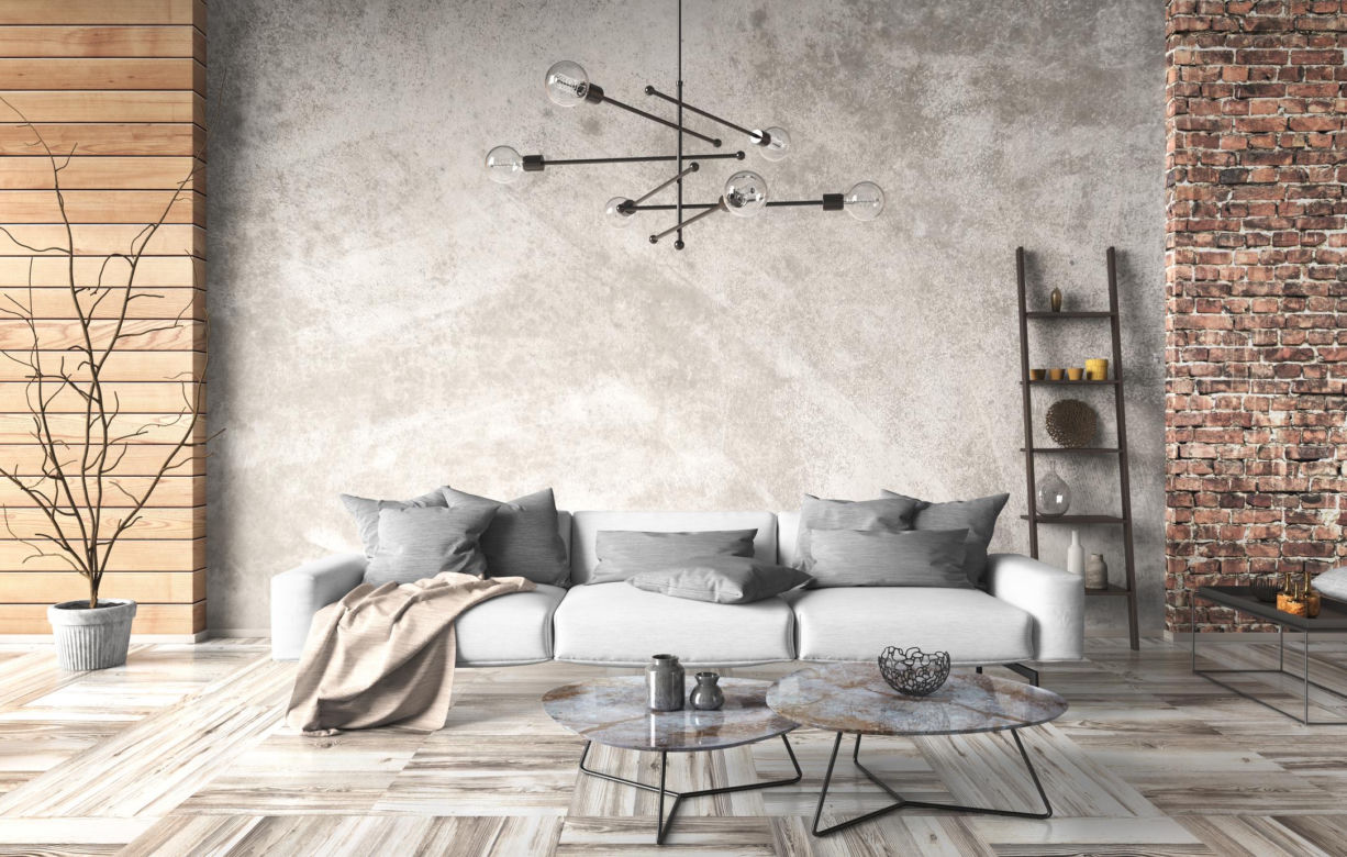 styl industrialny salon