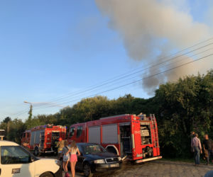 Pożar w ogródku działkowym w okolicach ulicy Lewinowskkiej i Łodygowej