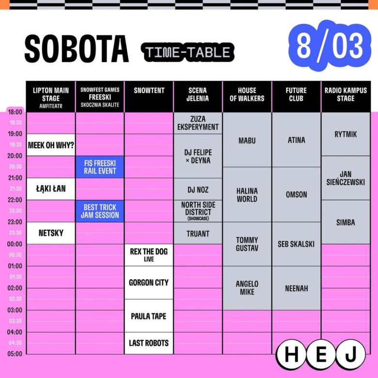 SnowFest Festival 2025 - time table