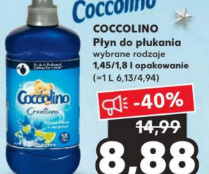Coccolino płyn do płukania w super cenie 8,99 zł/1,45/18 l