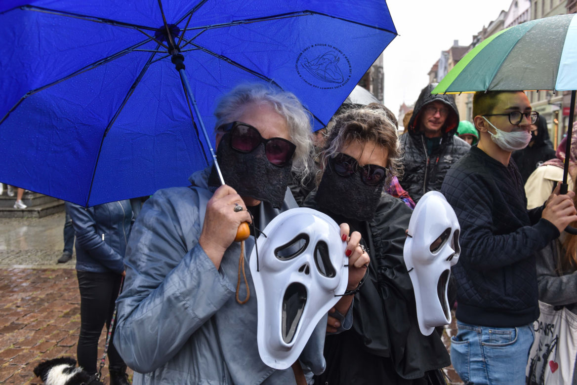 Tak wyglądał protest "Zakończyć plandemię" w Toruniu