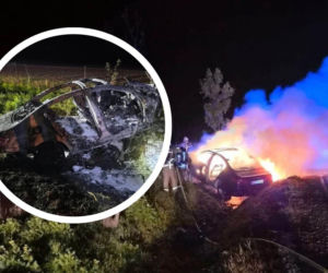 Suchożebry: BMW wypadło z drogi i stanęło w płomieniach. Kierowca był pijany!