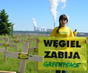 Greta Thunberg na tarasie widokowym bełchatowskie kopalni