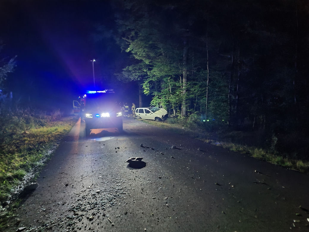 Potworny wypadek pod Mińskiem Mazowieckim. Opel rąbnął w drzewo. Dwie osoby nie żyją