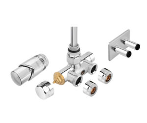 Dekoracyjny zestaw termostatyczny z nastawą wstępną, tuleją zanurzeniową i głowicą termostatyczną