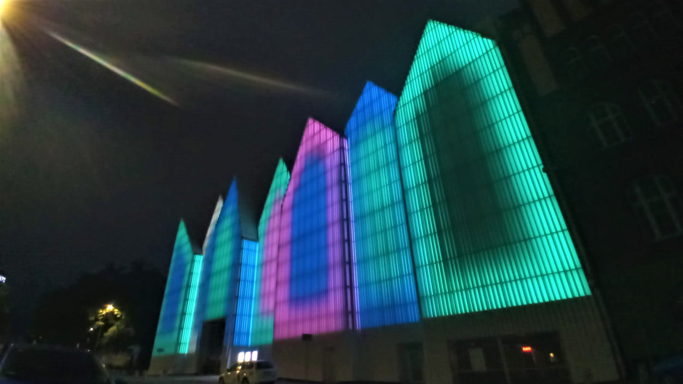 Pokaz iluminacji Filharmonii w Szczecinie z okazji Święta Muzyki