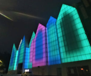 Pokaz iluminacji Filharmonii w Szczecinie z okazji Święta Muzyki