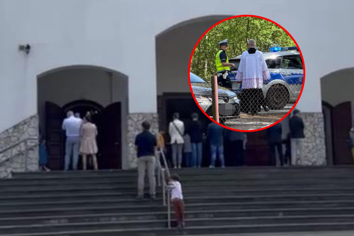 Policja przyjechała na sygnale do kościoła. Proboszcz negocjował, przemówił do wiernych
