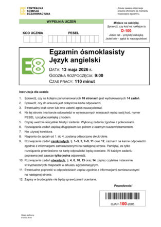E8 2026 JĘZYK ANGIELSKI. Zobacz odpowiedzi do pobrania arkusze cke w jpg lub pdf