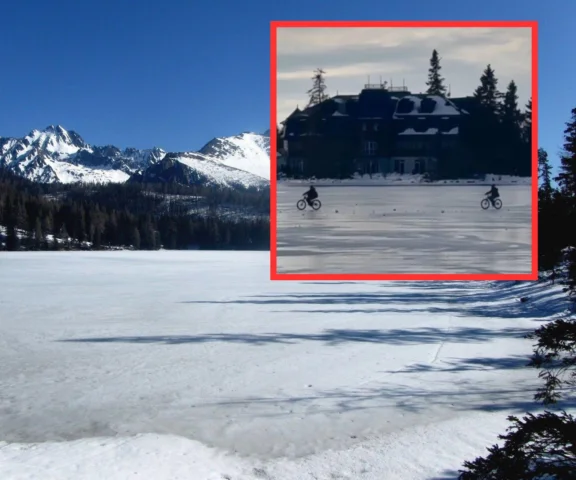 Nowy poziom głupoty w Tatrach? Turyści przejechali po zamarzniętym jeziorze