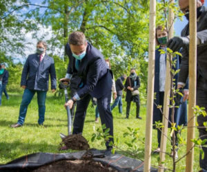  Rafał Trzaskowski posadził jabłonie na Polach Mokotowskich