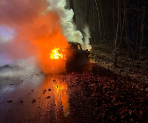 Auto uderzyło w drzewo i stanęło w płomieniach! Dramatyczny wypadek pod Bydgoszczą