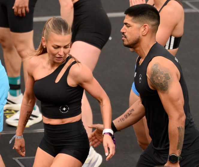 Anna Lewandowska z przystojnym Latynosem na zawodach Hyrox