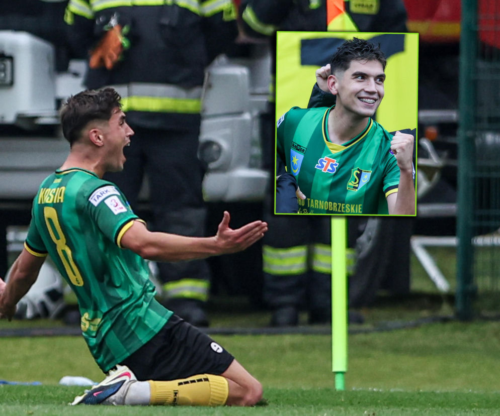 Arkadiusz Kasia cieszy się z gola. Na miniaturze uśmiechnięty piłkarz Siarki. O sukcesie przeczytasz na SE Supersport.