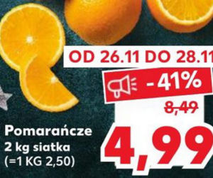  Pomarańcze - 4,99 zł/2 kg , czyli tylko 2,50 zł/1 kg kupimy od czwartku 26.11- 28.11