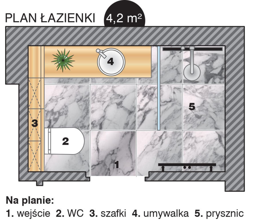Łazienka z drewnem i marmurem